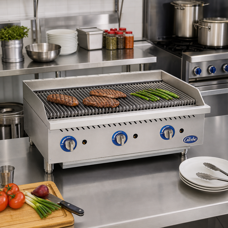 Product image #2 for Globe 36-Inch Natural Gas Countertop Radiant Charbroiler