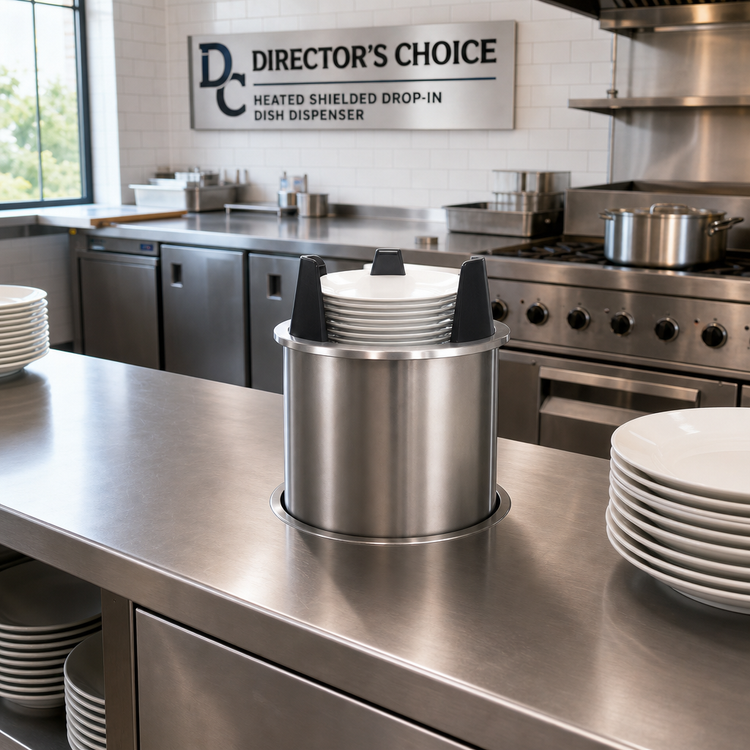 Product image #2 for Director's Choice Heated Shielded Drop-In Dish Dispenser for 5-7/8 to 6-1/2 Inch Round Plates