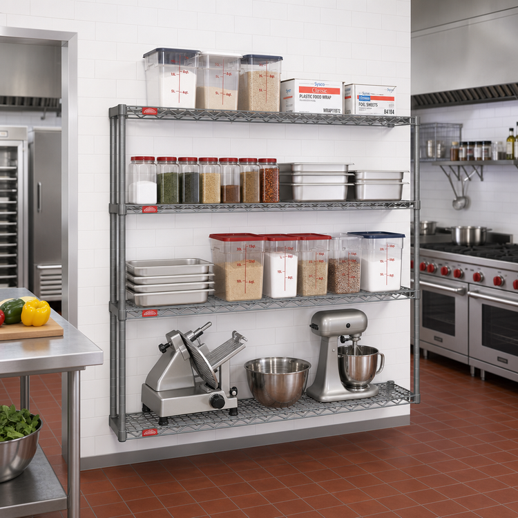Product image #2 for Eagle Group Valu-Master 4-Tier Add-On Wire Shelving Unit, 72W x 24D x 63H, Pewter Gray Epoxy