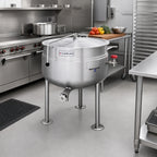 Thumbnail image #2 for Cleveland Range Short Series KDL40SH 40-Gallon Direct Steam Jacketed Kettle with Tri-Leg Base, 316 Stainless Steel Interior, Solid State Controls