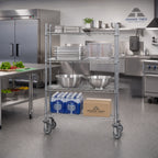 Thumbnail image #2 for Advance Tabco MC-2460P 4-Shelf Chrome Wire Mobile Cart with 5-Inch Poly Casters, 2 with Brakes, 24 x 60 Inches