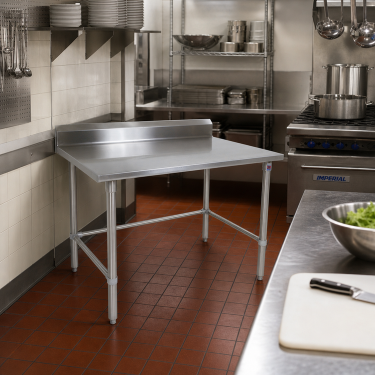 Product image #2 for John Boos Stallion 30 x 24-Inch Corner Stainless Steel Work Table with 5-Inch Backsplash