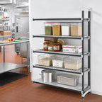 Thumbnail image #2 for Cambro Camshelving® Elements EXA244884VS5480 Stationary Add-On Polymer Shelving Unit, 48 x 24 x 84 in, 5-Shelf, 4 Vented + 1 Solid, Gray
