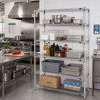 Thumbnail image #2 for Metro Super Erecta 5A427C Stationary Chrome Wire Shelving Starter Unit, 30 x 21 x 74 Inches, 5 Shelves