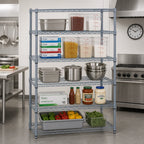 Thumbnail image #2 for Quantum WR86-1454GY-5 Stationary Wire Shelving Starter Unit, 54W x 86H x 12D, 5 Shelves, Gray Epoxy Antimicrobial Finish