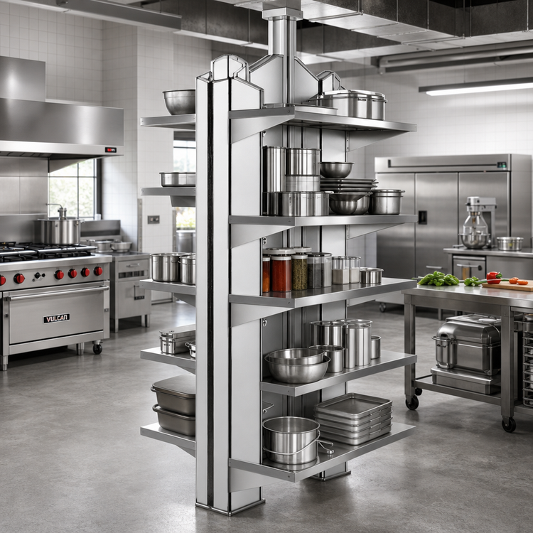 Product image #2 for Eagle Group Back-To-Back Stainless Steel Cantilevered Shelving Uprights, 84 Inch Floor-to-Ceiling Mount