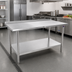 Thumbnail image #2 for Stallion 16-Gauge 300 Series Stainless Steel Work Table with Rear Up-Turn, Safety Edge, and Undershelf, 120 x 24 Inches