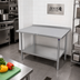 Thumbnail image #2 for John Boos Stallion 30 x 36 Inch Stainless Steel Corner Work Table with 1-1/2 Inch Rear Up-Turn and Adjustable Undershelf