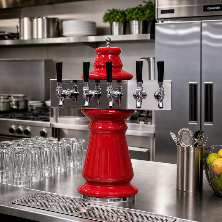 Product image #2 for Glastender Vienna 4-Faucet Air-Cooled Draft Dispensing Tower, Mirror Finish