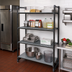 Thumbnail image #2 for Cambro Camshelving Basics Plus 4-Tier Stationary Polymer Shelving Starter Unit, 18 x 60 x 84 Inches, 3 Vented Shelf Plates and 1 Solid Shelf Plate, Brushed Graphite
