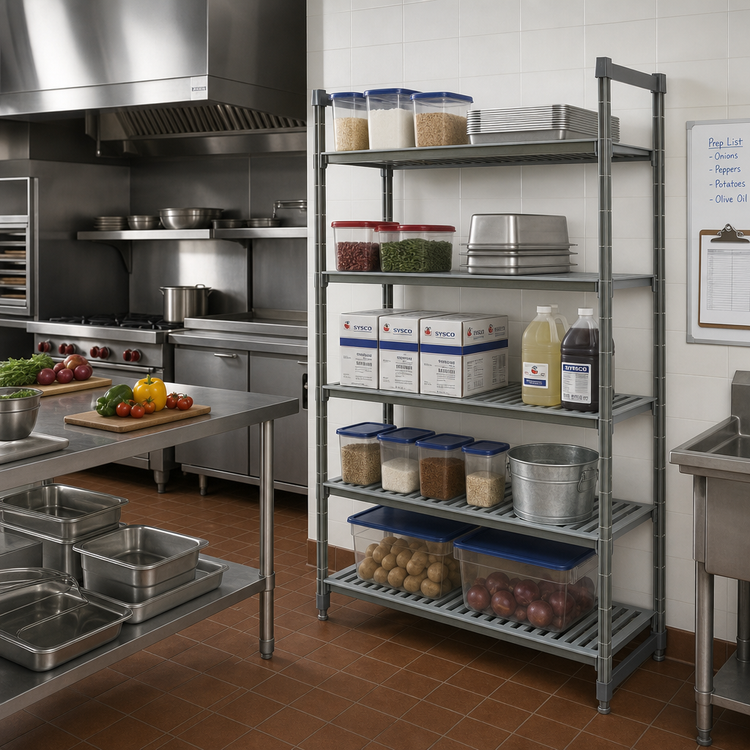 Product image #2 for Cambro Camshelving Basics Plus 21-Inch Deep x 36-Inch Wide x 72-Inch High 5-Tier Vented Add-On Polymer Shelving Unit