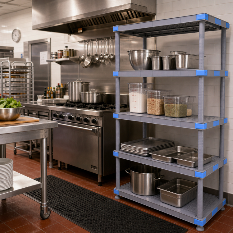 Product image #2 for Quantum Millenia 24-Inch x 24-Inch x 86-Inch Solid Polymer Starter Shelving Unit with 4 Shelves