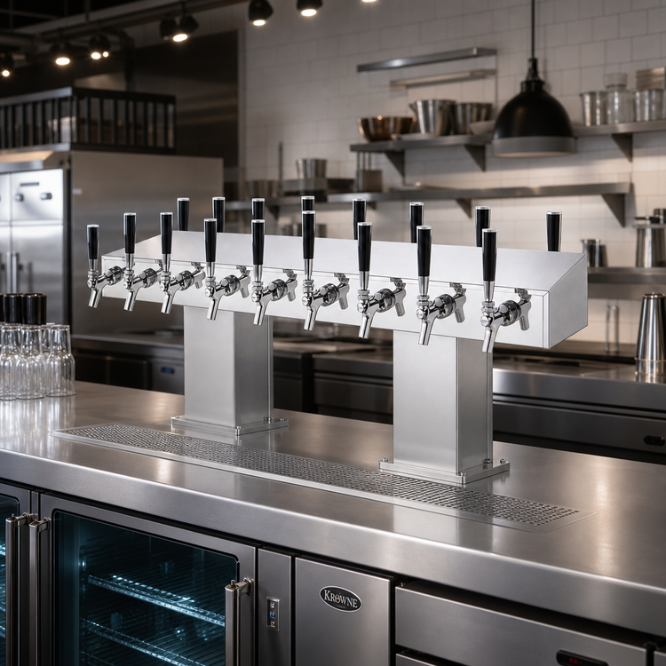 Product image #2 for Back-to-Back Bridge Tee Countertop Draft Beer Tower, Extra High, 16 Faucets, Glycol-Cooled