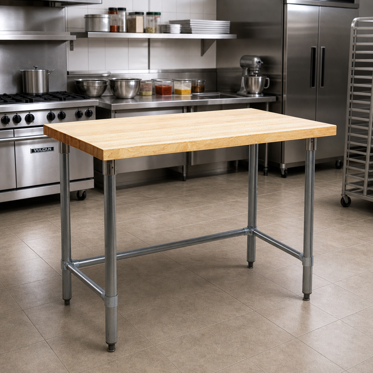 Product image #2 for Eagle Group 48" x 30" Wood Top Work Table with 1-3/4" Hardwood Top and Galvanized Tubular Base