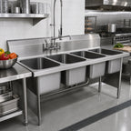 Thumbnail image #2 for Eagle Group FDI-18-24-13.5-4 Four-Compartment Weld-In Sink, 18 x 24 x 13.5-Inch Bowls, 18-Gauge 304 Stainless Steel