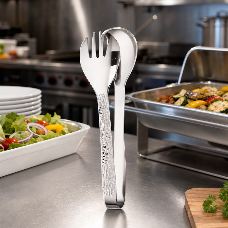 Product image #2 for Hammered Stainless Steel Buffet Serving Tongs, 8 Inch