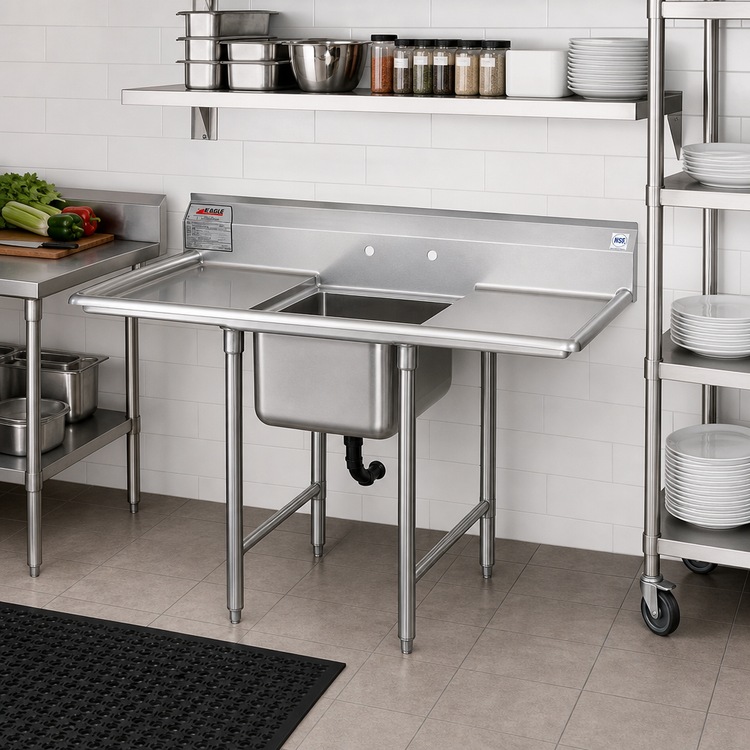 Product image #2 for Eagle Group 414 Series Freestanding 1-Compartment Sink with Left and Right Drainboards