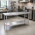 Thumbnail image #2 for Duke Manufacturing 314S-30120 Stainless Steel Work Table with Undershelf, 120 x 30 x 36 in, Flat Top, 14-Gauge 300-Series