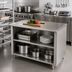 Thumbnail image #2 for Advance Tabco Special Value Economy Stainless Steel Open Front Cabinet Base Work Table with Mid-Shelf, 60