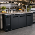 Thumbnail image #2 for Hurakan by Equip.me 72-Inch Narrow 3-Door Back Bar Refrigerator, Self-Contained, Black Exterior