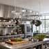 Thumbnail image #2 for Ceiling-Mounted Triple-Bar Stainless Steel Commercial Pot Rack, 96 Inches W x 22 Inches D