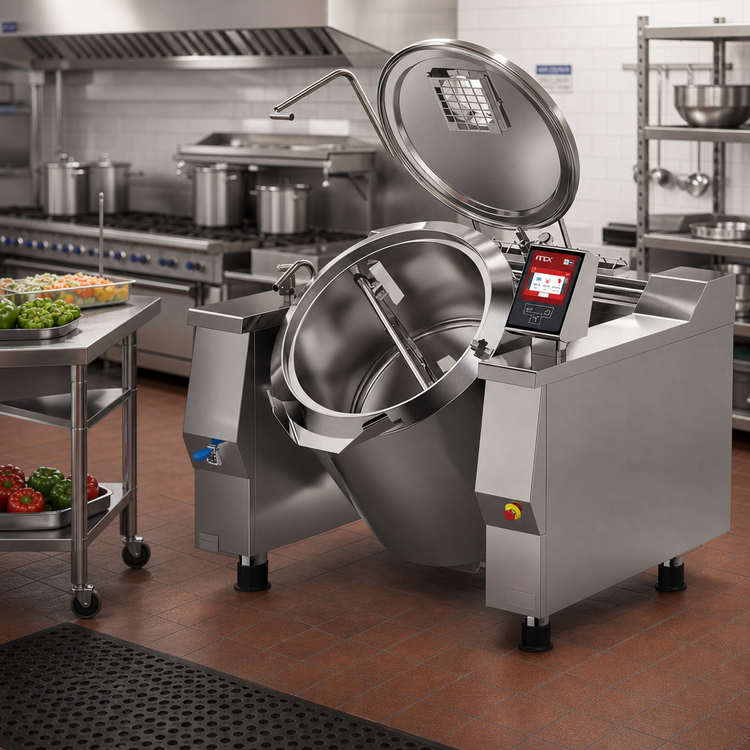 Product image #2 for Baskett UPRIG078M_V1 78 Gallon Tilting Gas Steam Kettle with Mixer