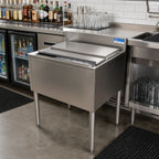 Thumbnail image #3 for BK Resources UB4-21-IB36 36"W x 21"D Underbar Insulated Stainless Steel Ice Bin, 120 lb Capacity, Sliding Cover