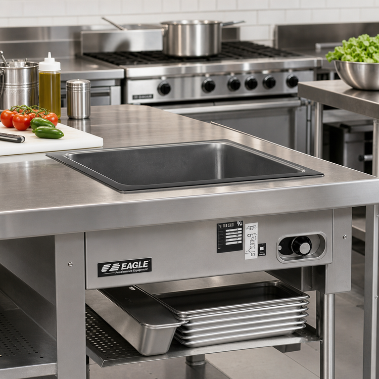 Product image #2 for Eagle Group Drop-In Rectangular Hot Well Food Warmer, 1 Full-Size 12 x 20 Pan Opening, Wet or Dry, 120V