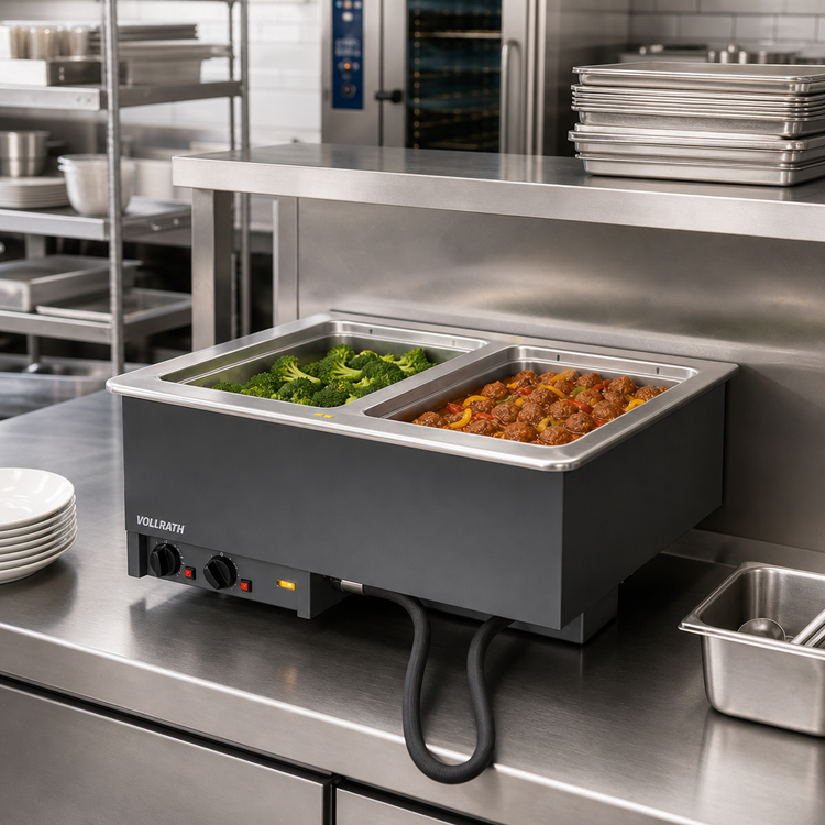 Product image #2 for Vollrath Two-Well Drop-In Electric Hot Food Well with Infinite Controls and Manifold Drain