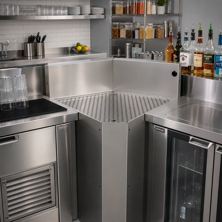 Product image #2 for Glastender Underbar Inside Wedge Corner Drainboard, 24-Inch Deep, 60° Angle