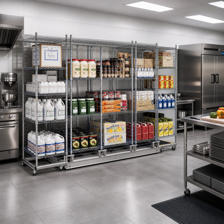 Product image #2 for Metro qwikTRAK Double-Deep High-Density Mobile Unit Kit, 18-Inch, Chrome