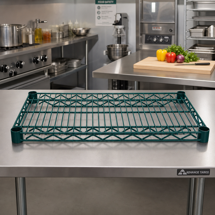 Product image #3 for Advance Tabco Special Value Series Heavy-Duty Wire Shelf, 60"W x 21"D, Green Epoxy Coated