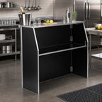 Thumbnail image #2 for Flash Furniture XA-BAR-48-BK-GG Foldable Portable Bar with Removable Aluminum Top, Black Laminate Panels, Aluminum Trim, 47-3/4 in. Wide