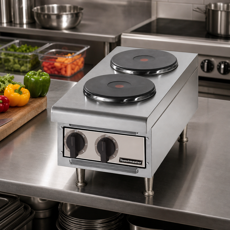 Product image #2 for Toastmaster TMHPF 12-Inch Electric Countertop Hot Plate with Solid Cast Iron French Top, 2 Burners