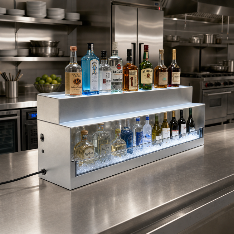 Product image #2 for Glastender LLDG-54 54-Inch 2-Tier Lighted Liquor Display for Glass Ice Display Units