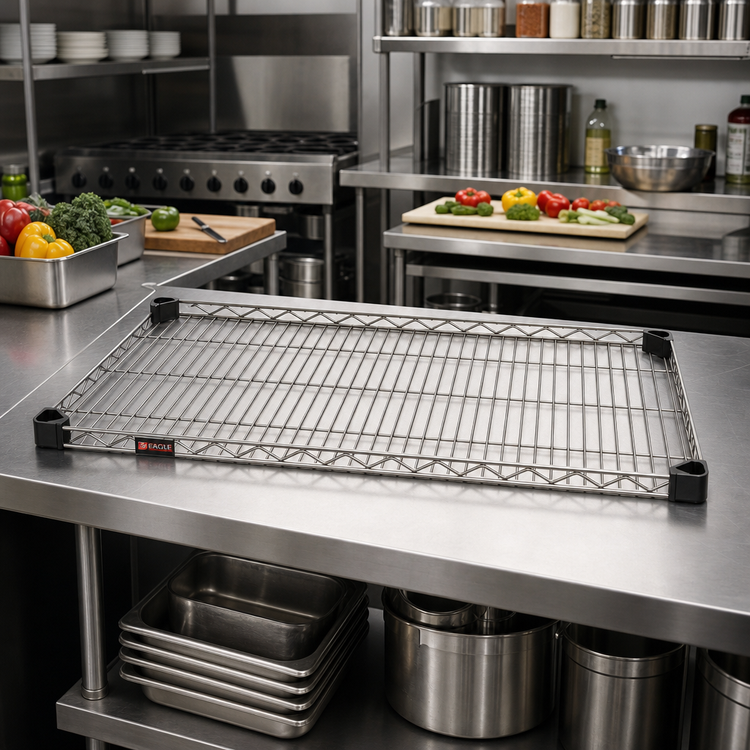 Product image #2 for Eagle QuadTruss Quad-Adjust Wire Reverse Mat Shelf, 48 x 21 Inches, Stainless Steel Finish