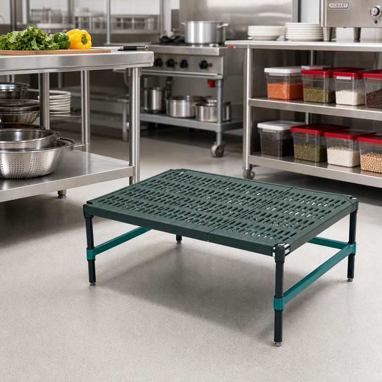 Product image #2 for Mobile Dunnage Rack with Louvered Polypropylene Mat, 30 x 24 x 14 Inches, 800 lb. Capacity