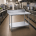 Thumbnail image #2 for Advance Tabco 30 x 30 Inch Square Stainless Steel Work Table with 5 Inch Backsplash and Adjustable Undershelf