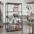 Thumbnail image #2 for Quantum WR63-1424WPM Wire Plastic Mat Shelving Unit, Stationary, 4-Tier, 24 W x 14 D x 63 H, Green Epoxy Coated