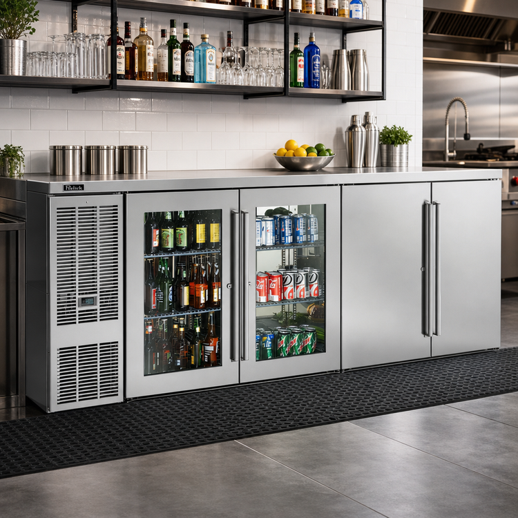 Product image #3 for Perlick BBSN92 Four-Section Narrow Door Self-Contained Side-Mounted Back Bar Refrigerator, 92-Inch Wide