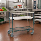 Thumbnail image #2 for Metro PrepMate® MS1836-FSNK Adjustable MultiStation Prep Cart with 18 x 36 Solid Stainless Steel and Epoxy-Coated Wire Shelves, Locking Casters