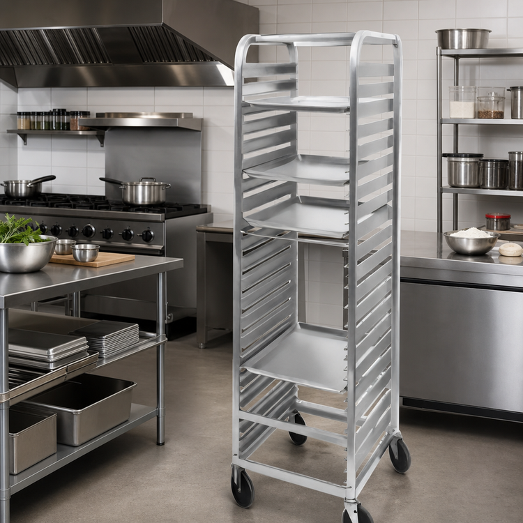 Product image #2 for Channel Manufacturing Standard Heavy-Duty Channel Slide End-Load Aluminum Bun Pan Rack, 36-Pan Capacity, 64-Inch High