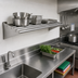 Thumbnail image #2 for Advance Tabco Wall-Mounted Stainless Steel Tubular Drainage Shelf, 48 x 15 x 8 Inches