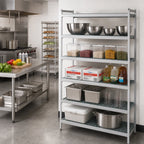 Thumbnail image #2 for Fermod Fermostock 5R68A83 5-Tier Stationary Starter Shelving Unit, Polymer Inserts, 68W x 14D x 83H, Gray Anodized Aluminum