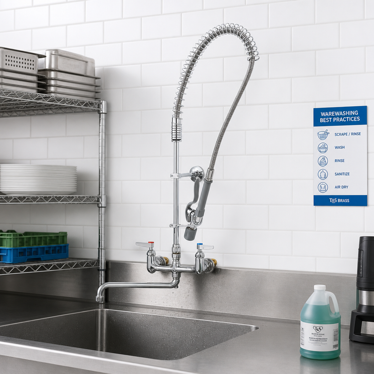 Product image #2 for T&S Brass EasyInstall Wall-Mounted Pre-Rinse Unit with 12-Inch Swing Spout