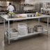 Thumbnail image #2 for Advance Tabco 144-Inch x 30-Inch 14-Gauge 304 Stainless Steel Work Table with 1-1/2-Inch Rear Up-Turn and Undershelf
