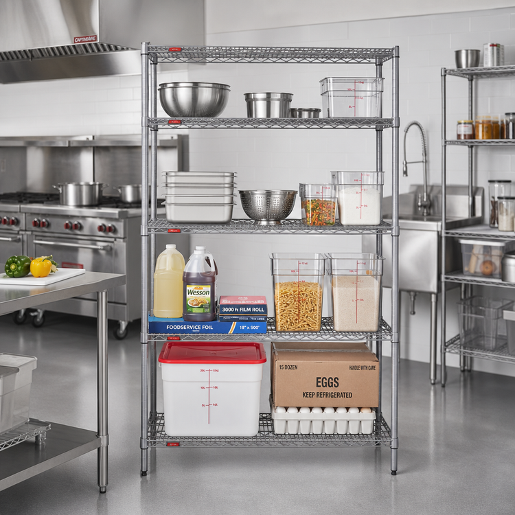 Product image #2 for Eagle Valu-Master 4-Tier Starter Wire Shelving Unit, 60-Inch W x 18-Inch D x 74-Inch H, Pewter Gray Epoxy
