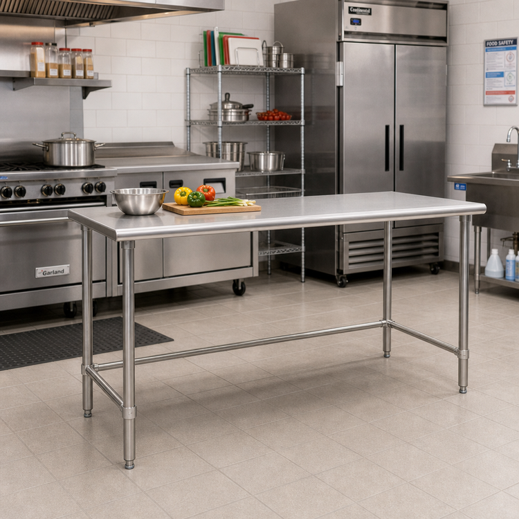Product image #2 for Eagle Group BlendPort® Budget Series 48-Inch x 30-Inch 430 Stainless Steel Work Table with Open Base
