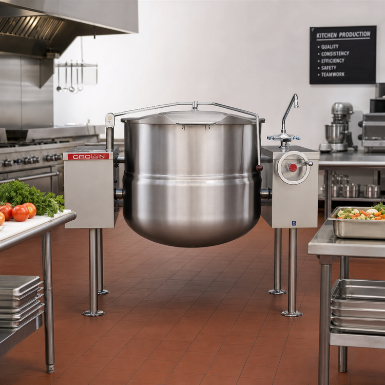 Product image #2 for Crown DLT-80TC 80 Gallon Direct Steam 2/3 Jacketed Tilting Kettle