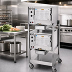 Thumbnail image #2 for AccuTemp Steam'N'Hold S34803D110 DBL Double-Stacked 2-Compartment Connectionless Vacuum Steamer, Manual Controls, 6 Full-Size Pan Capacity, Stand